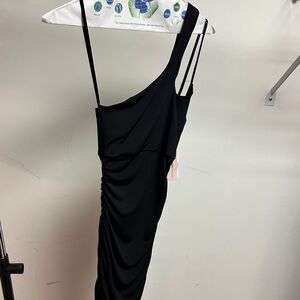 Aqua Black One-Shoulder Dress